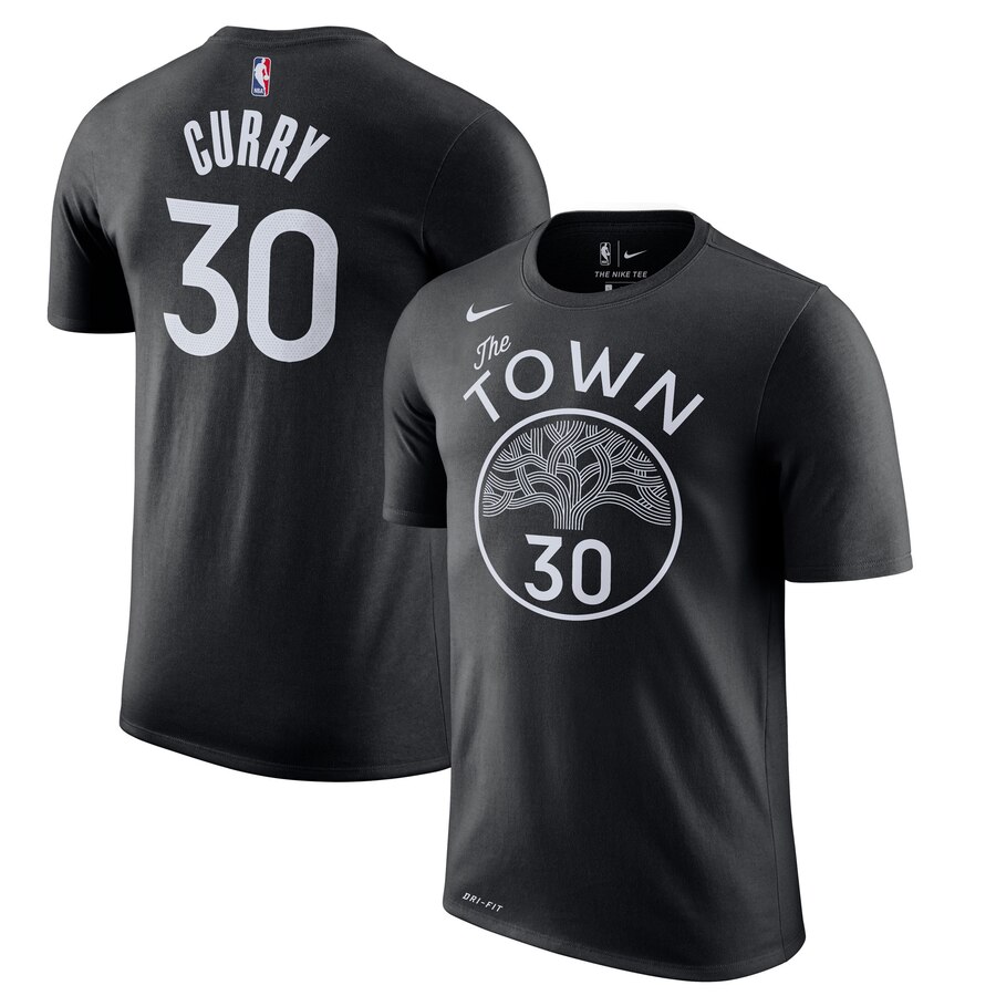 Men 2020 NBA Nike Stephen Curry Golden State Warriors Black 201920 City Edition Name  Number TShirt->nba t-shirts->Sports Accessory
